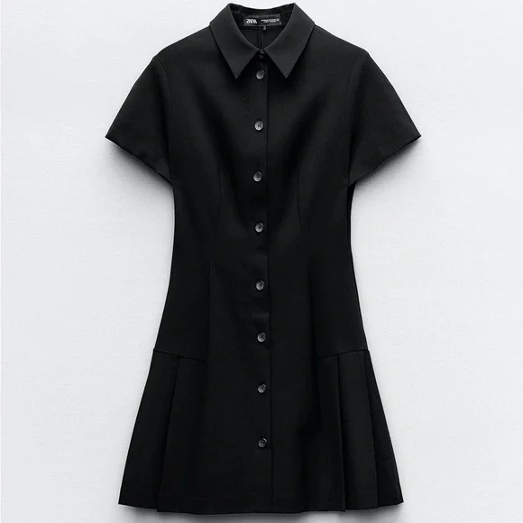 Zara Black Mini Rory Pleated Dress - Picture 4 of 5